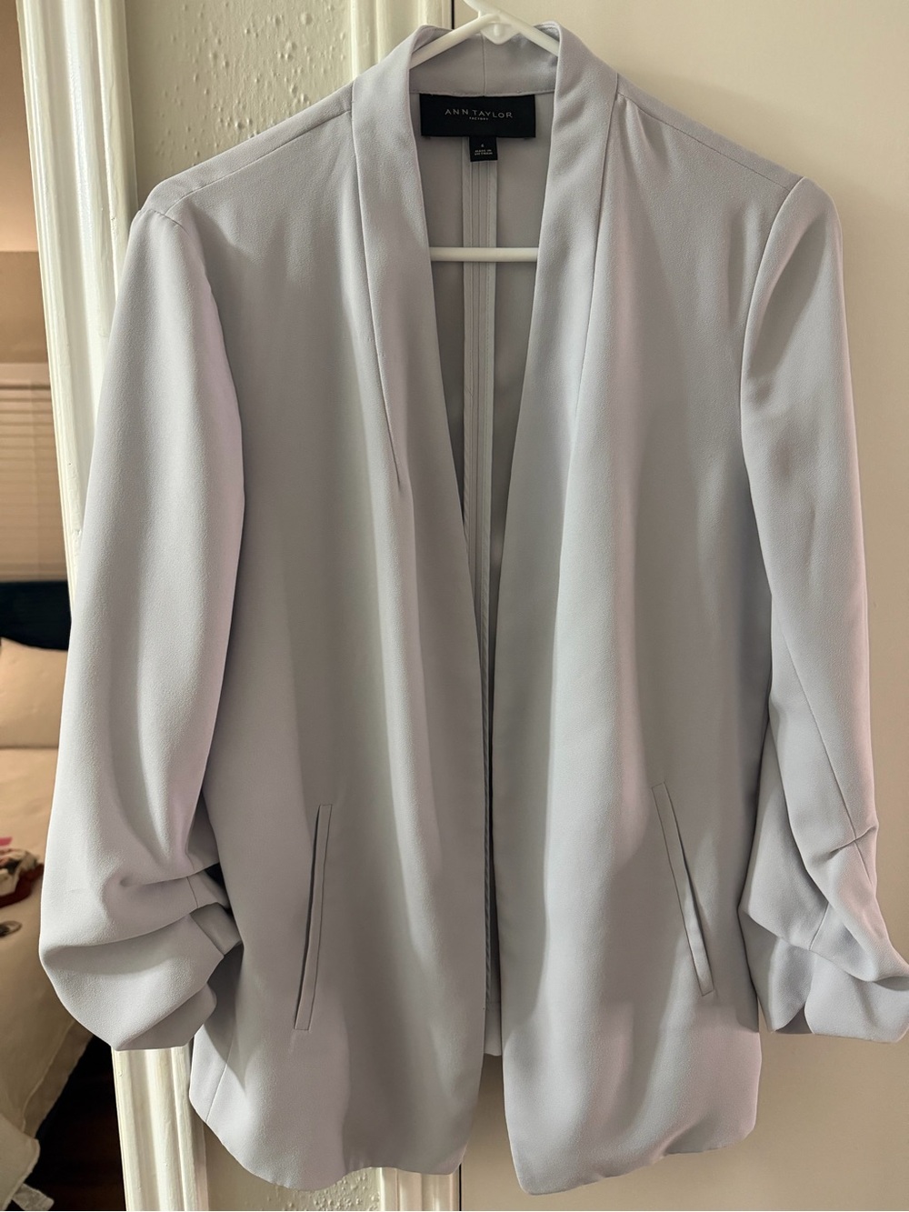 Ann Taylor Light Gray Open Front Blazer Jacket